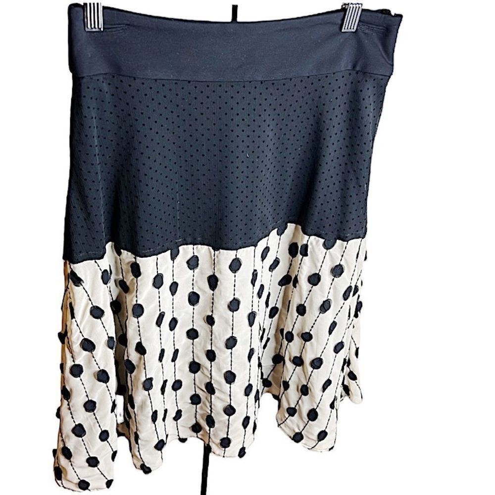 Eva Franco Polka Dot Skirt Black/Ivory Size 6 New